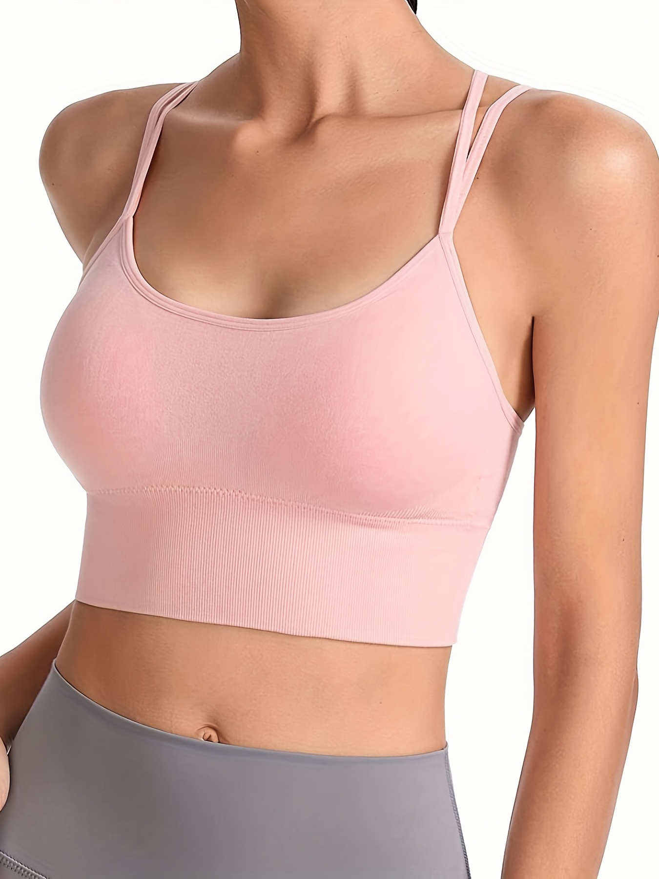 2023 Double-sided Brushed Sexy Small Strap Sports Bra Nude Yoga Tank Top  Beauty Back Fitness Sports Bra