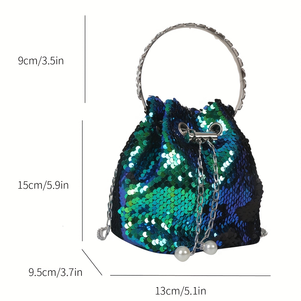 Women's Mini Sequin Chain Shoulder Bag,Reversible Mermaid Shiny