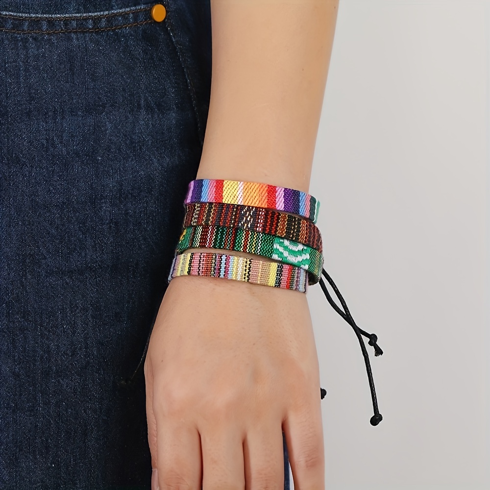 Rainbow Color Woven Rope Bracelet Puzzle Pieces Awareness - Temu Canada