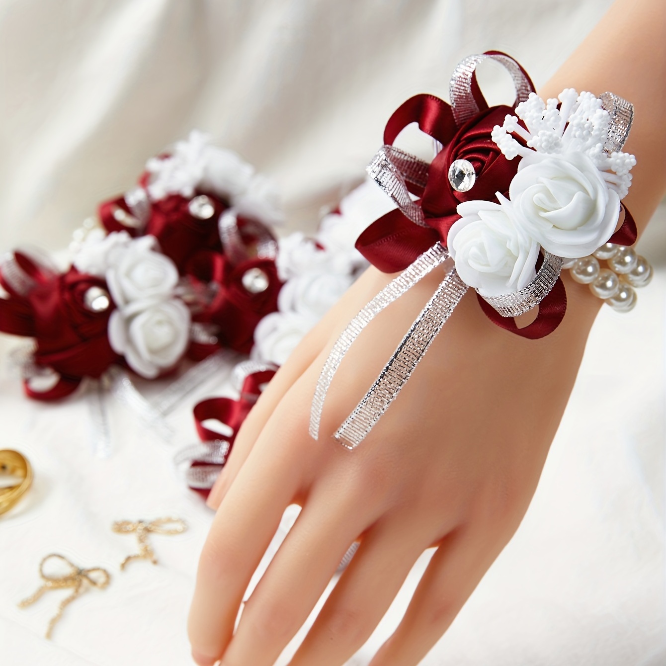  Wrist Corsages for Weddings, Foam Rose Wrist Corsage