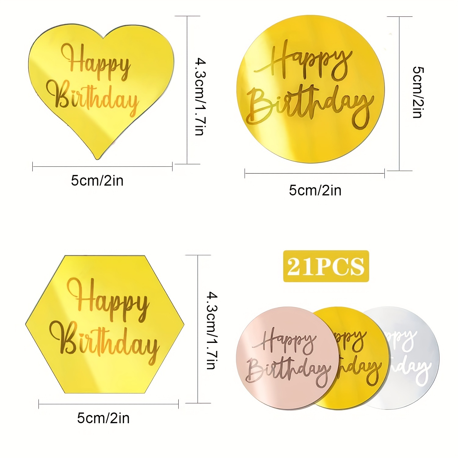 Acrylic Cupcake Toppers Mirror Acrylic Cake Toppers Happy - Temu