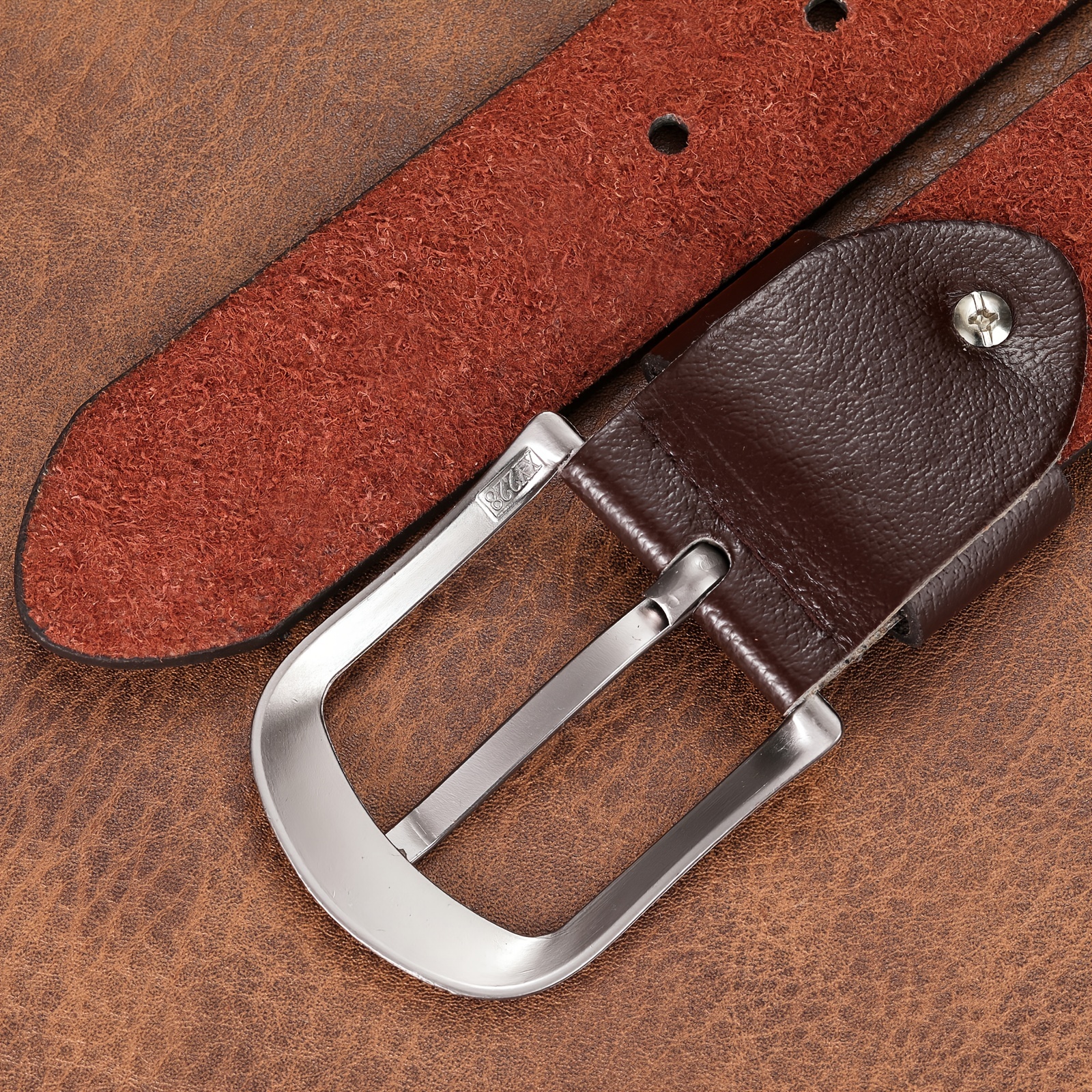 Colored Brown Casual leather Belt For Men With Stitch Detail