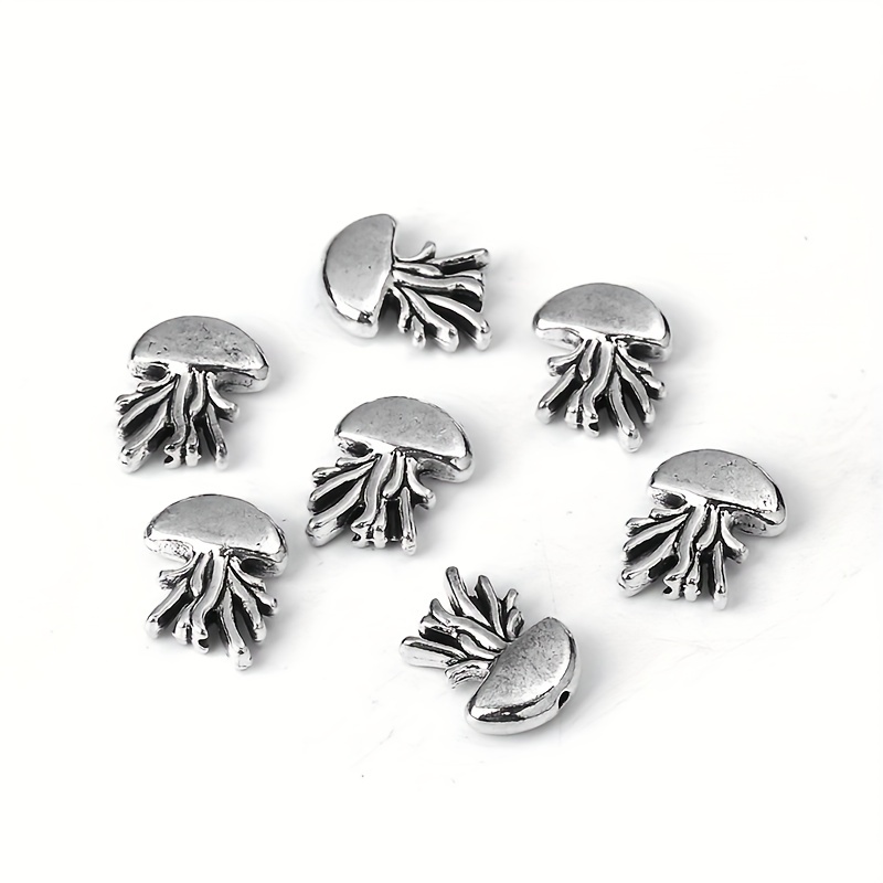 Unique Cute Antique Silvery Jellyfish Design Alloy Loose - Temu