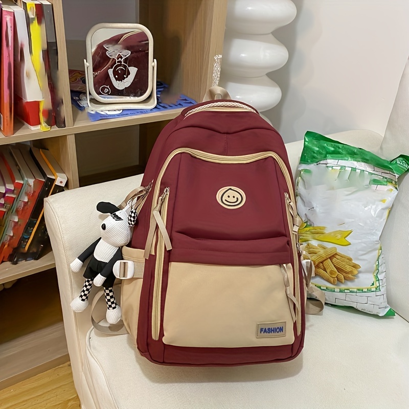 Large Capacity Schoolbag For High School Students With Bag Charm