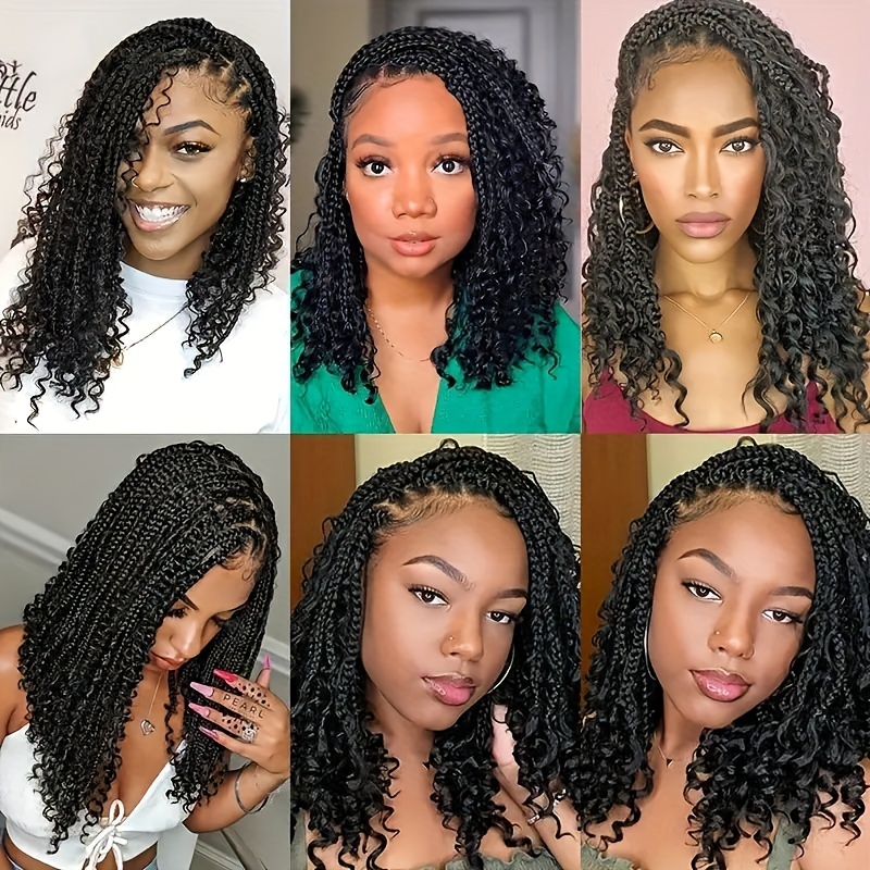 Wakego 18 Inch Bohemian Box Braiding Hair For Goddess Braids Burgundy  Blonde Messy Pre-looped Box Braids Crochet Hair Curly Ends