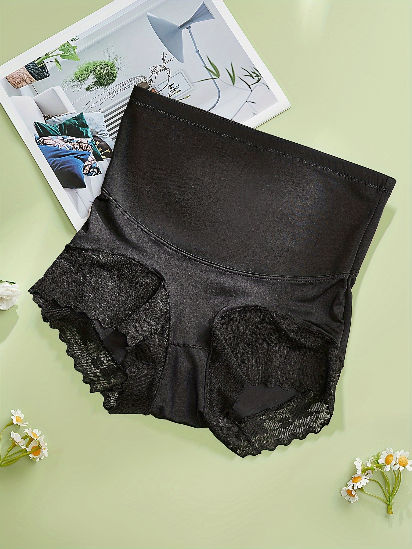 Contrast Lace Shaping Panties Tummy Control Hollow Open Butt - Temu