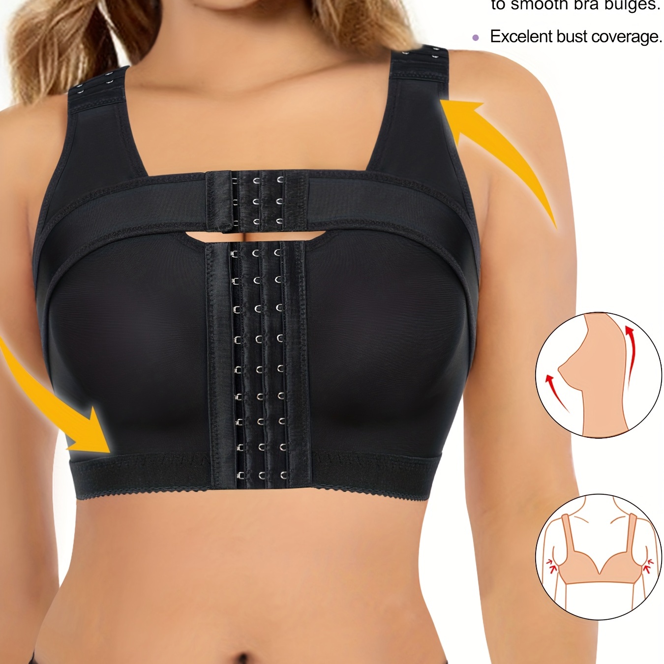 Womens Low Back Bra Bra for Seniors Front Closure Posture Corrector Bra for  Women Full Coverage Front Closure Support Black at  Women's Clothing  store