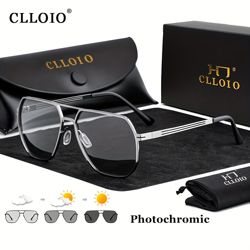 Clloio 1pc Mens Trendy High Quality Photochromic Sunglasses Mens