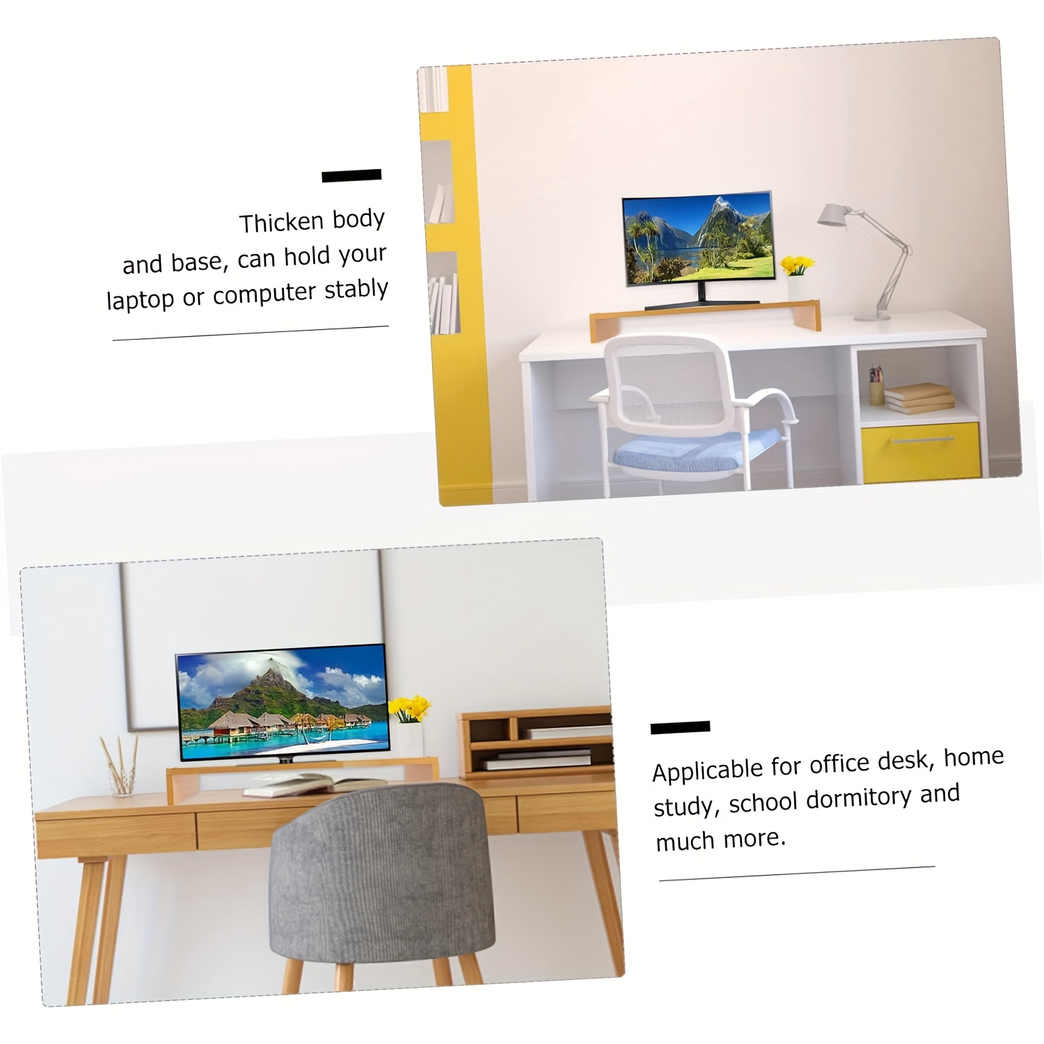 Support de bureau pour ordinateur portable, en bois, hauteur, inclinaison  et ventilation adaptée, télétravail, bureau à domicile : :  Produits Handmade