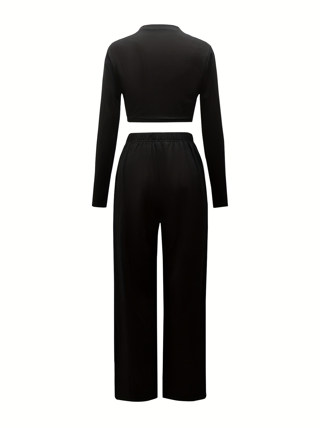 Casual Two-piece Set Long Sleeve Slim Crop Top & Pants