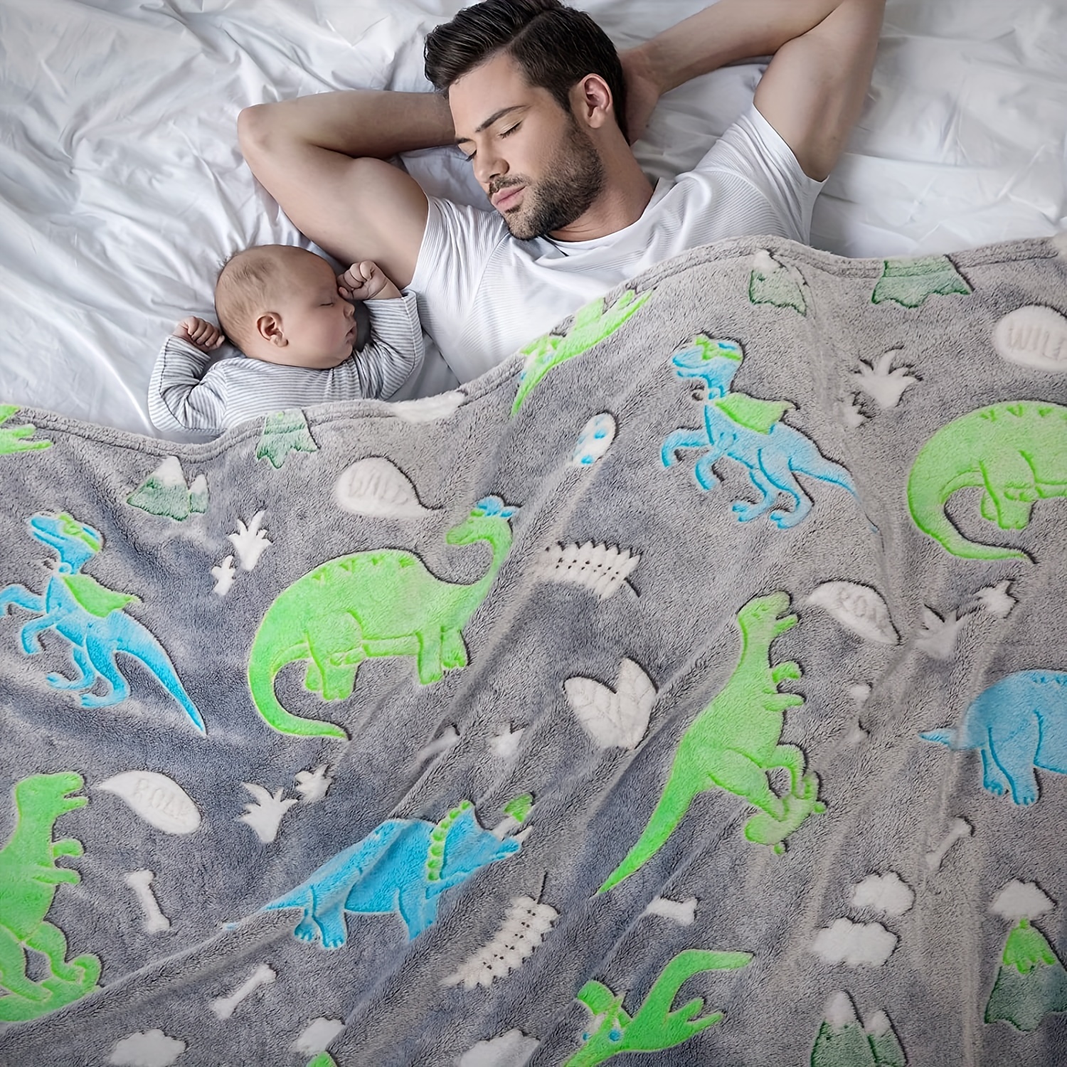 Dino Glow In The Dark Flannel Blanket Soft Throw