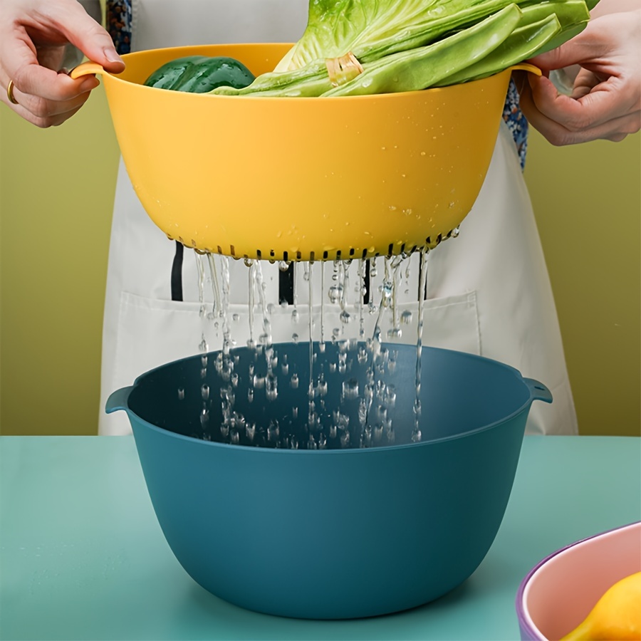 1pc Foldable & Expandable Vegetable Washing Basket, Double Layer