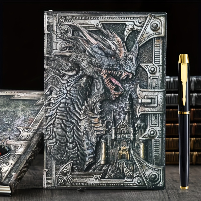 3D Tarot DND Notebook+Pen Set,Embossed Faux Leather Cover Journal