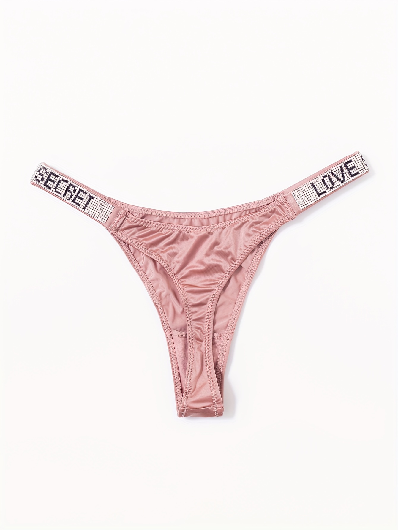 Sexy Rhinestone Lingerie Pink Brand Design Thong Fashion Women Panties Plus  Size Bra Seamless Comfort Briefs Letter Underwear