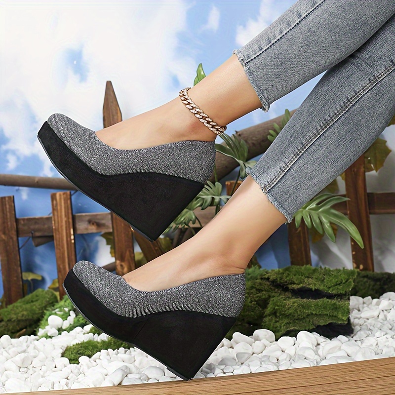 Women Shoes Ladies Fashion Open Toe Wedges Platforms High Heels Shoes  Sandals Gold 6.5