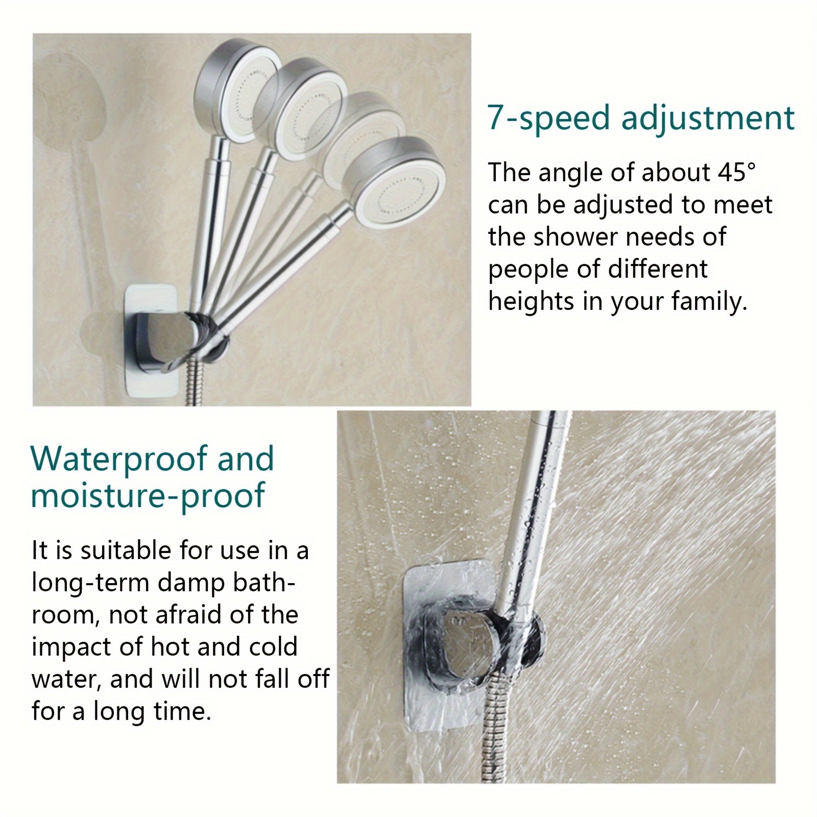 1pc ABS Showerhead Rack, Punch-free Showerhead Holder For Bathroom