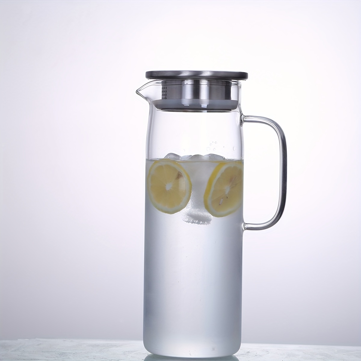 Glass Pitcher with Lid and Spout, 40 oz Glass Water Pitcher for Fridge,  Glass