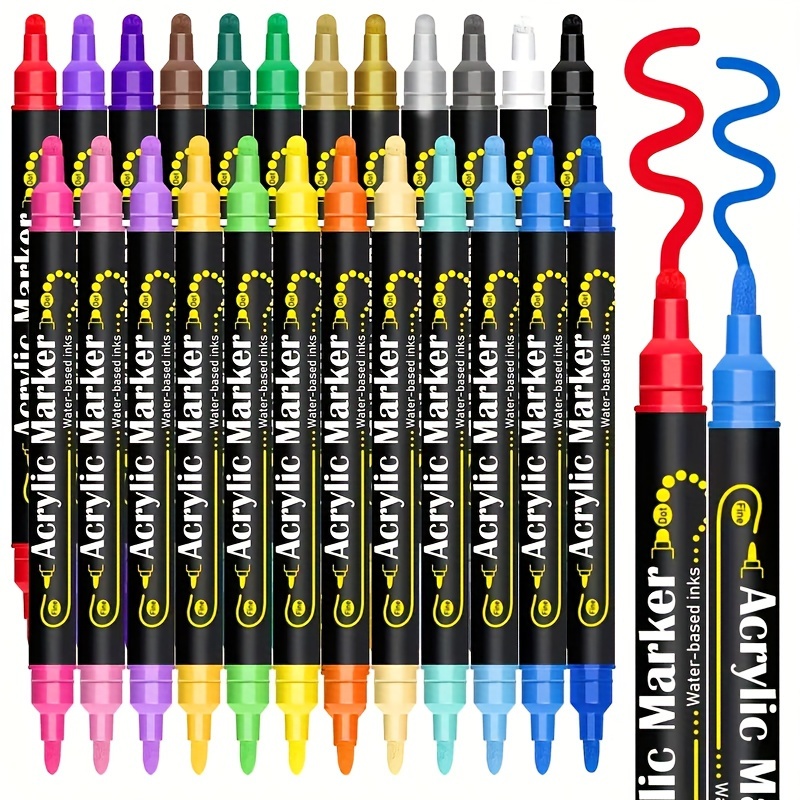 26 Colors Double Ended Acrylic Paint Markers Acrylic Paint - Temu Canada
