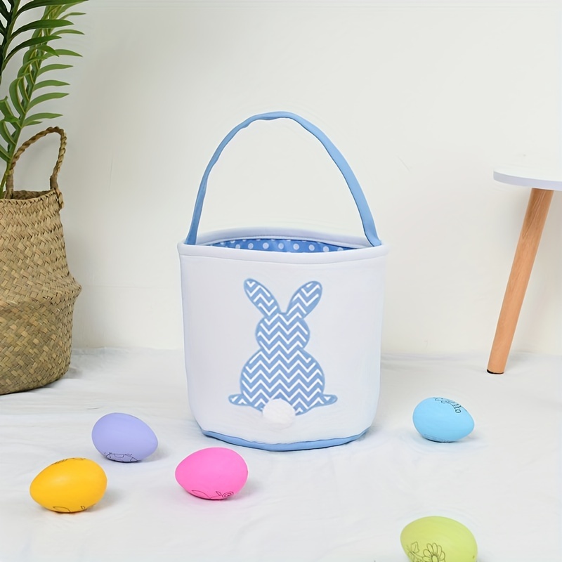 Easter Bunny Basket Bag for Kids Boys Girls Personalized Candy Egg Baskets  with Long Ear Gifts Storage Buckets 