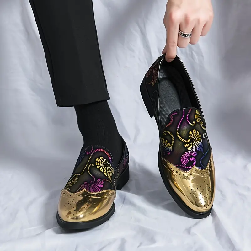black and gold dress shoes