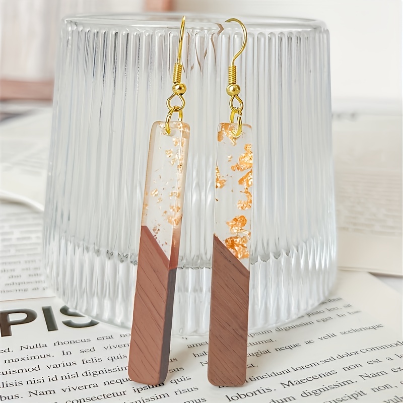 Resin and Hammered Metal Arch Drop Earring