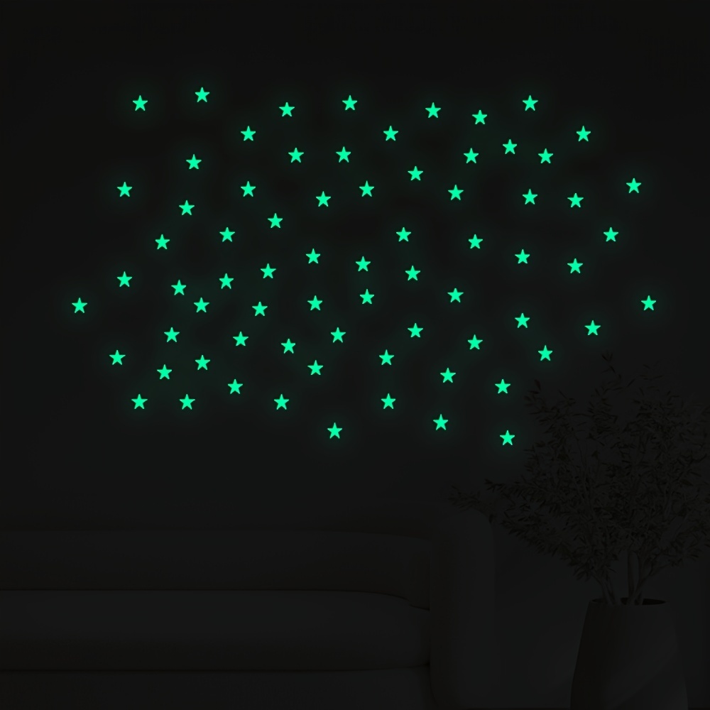 100 pegatinas de pared de estrellas fluorescentes que brillan en