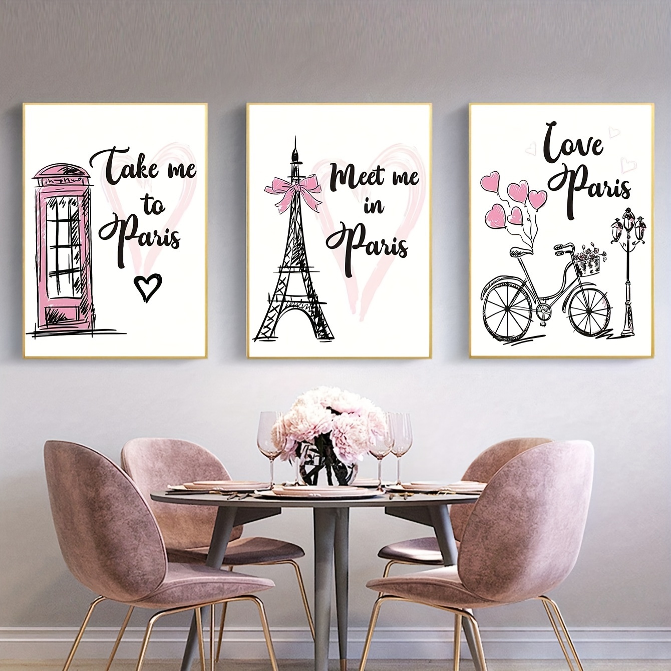 Canvas Poster Modern Art Lightpink Paris Eiffel Tower - Temu United Arab  Emirates