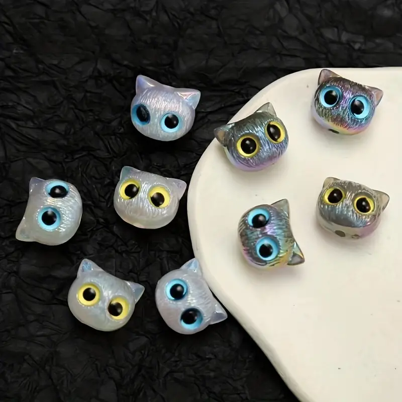 Cat Owl Beads Acrylic Animal Black Cat Beads Charms For - Temu