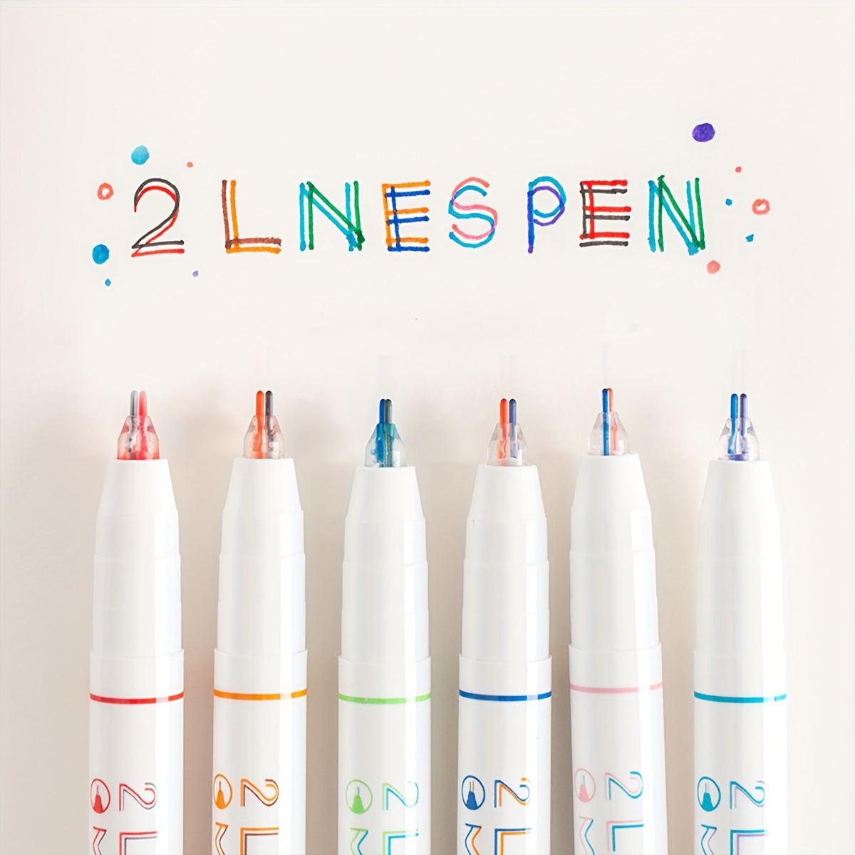 

6pcs/set, Double Line Stereo Effect Colorful Gel Pens, Back To School, School Supplies, Kawaii Stationery, Colors For School, Stationery, Writing Pens