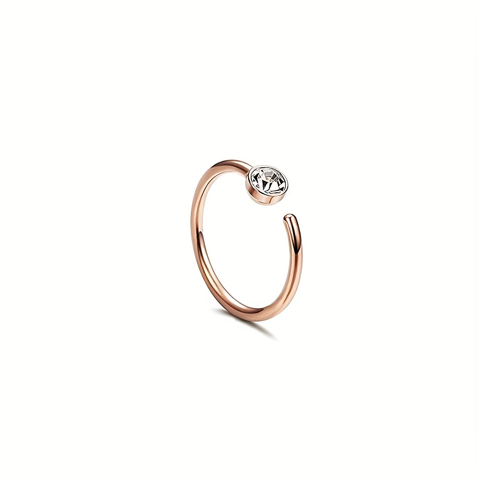 5pcs Hoop Nose Ring Set, Zircon Style Stainless Steel Jewelry