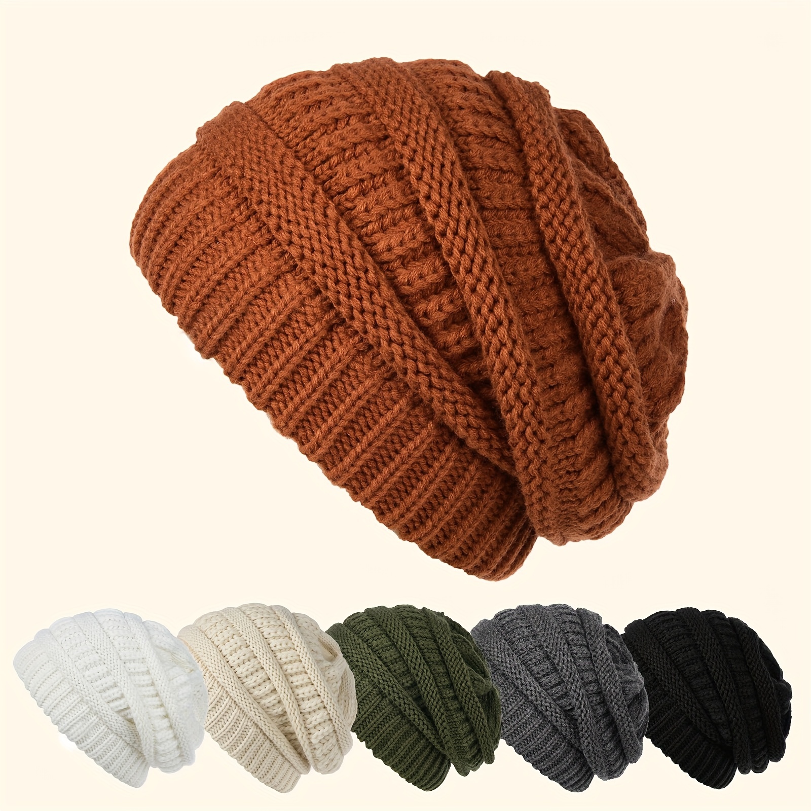 Beanie Hat Double Layer Color-block Bonnet Cap Windproof Casual