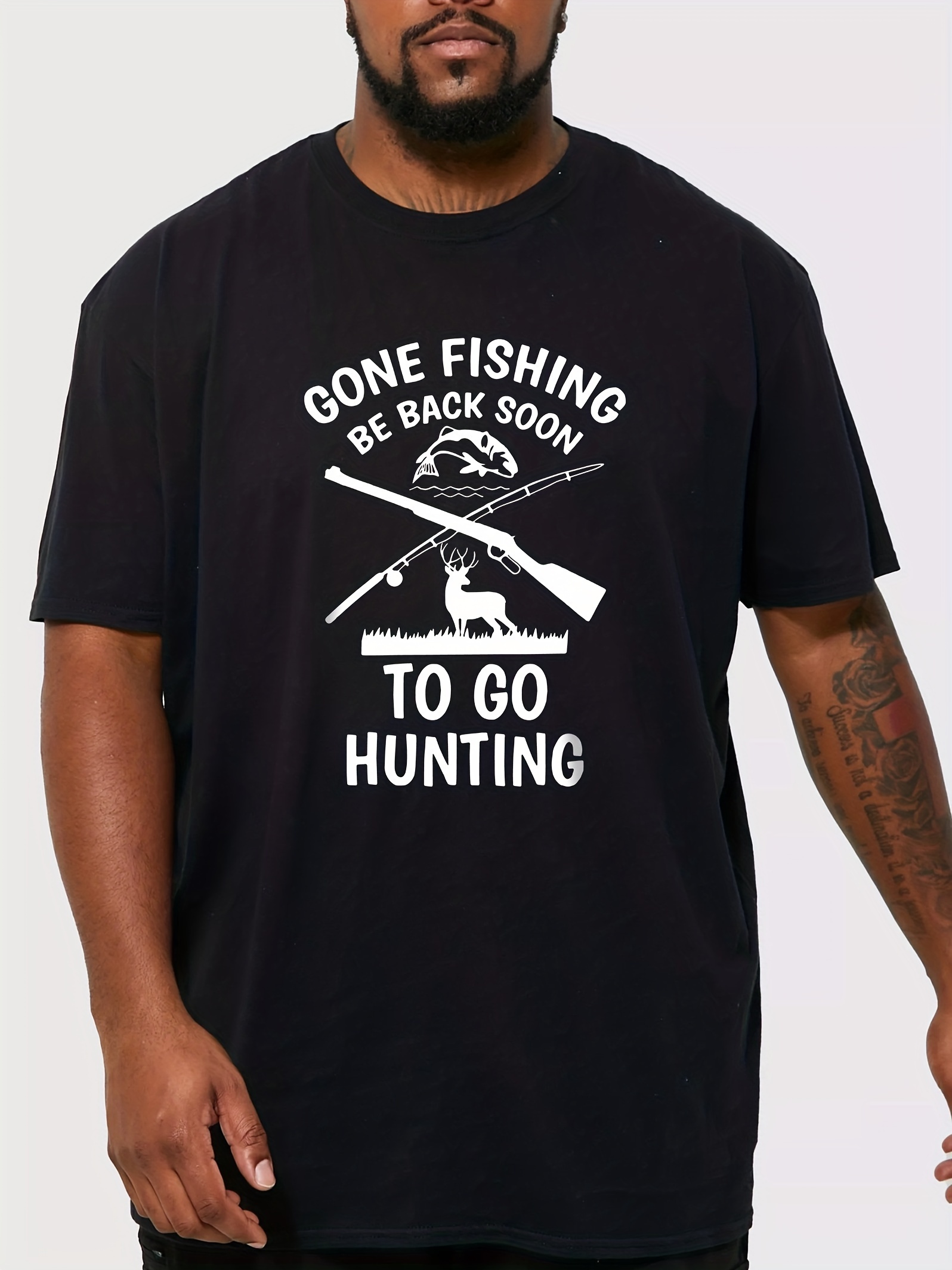 Mens Gone Fishing Be Back Soon To Go Hunting Short Sleeve - Temu
