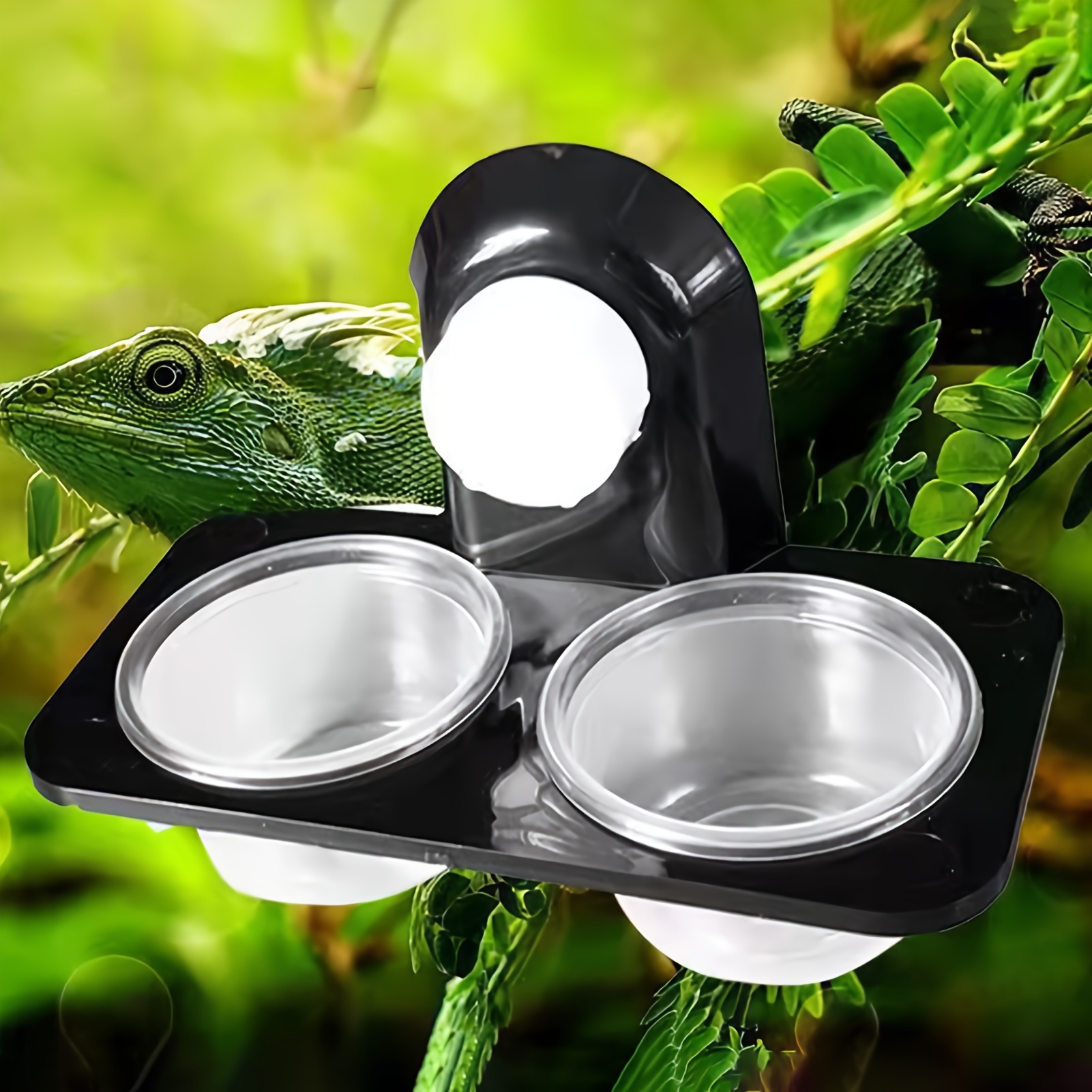 

1pc Black Plastic Gecko Feeder, Ledge Reptile Food Bowl And Water Dish For Feeder Ledge Accessories Supplies