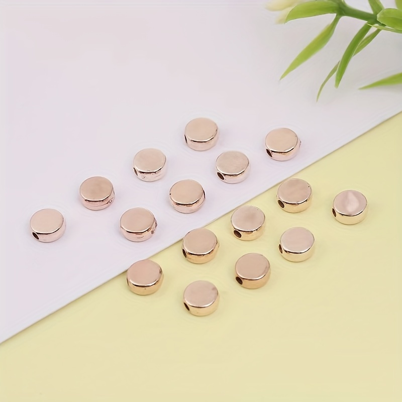 Golden Color Flat Round Ccb Beads Diy Loose Plastic Beads - Temu