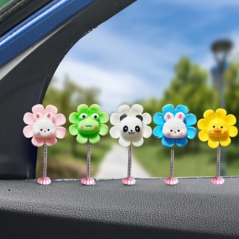 Adornos Coche Adornos Diseño Pequeñas Flores Cabeza Agitada - Temu