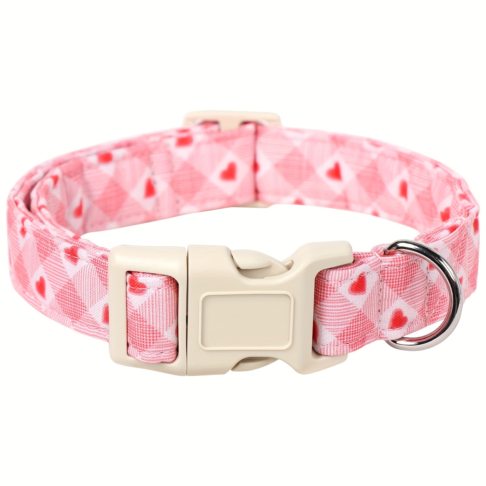 

1pc Cute Dog Collar With Love Heart Patten, Stylish Soft Cotton Dog Collar With Quick Release Buckle