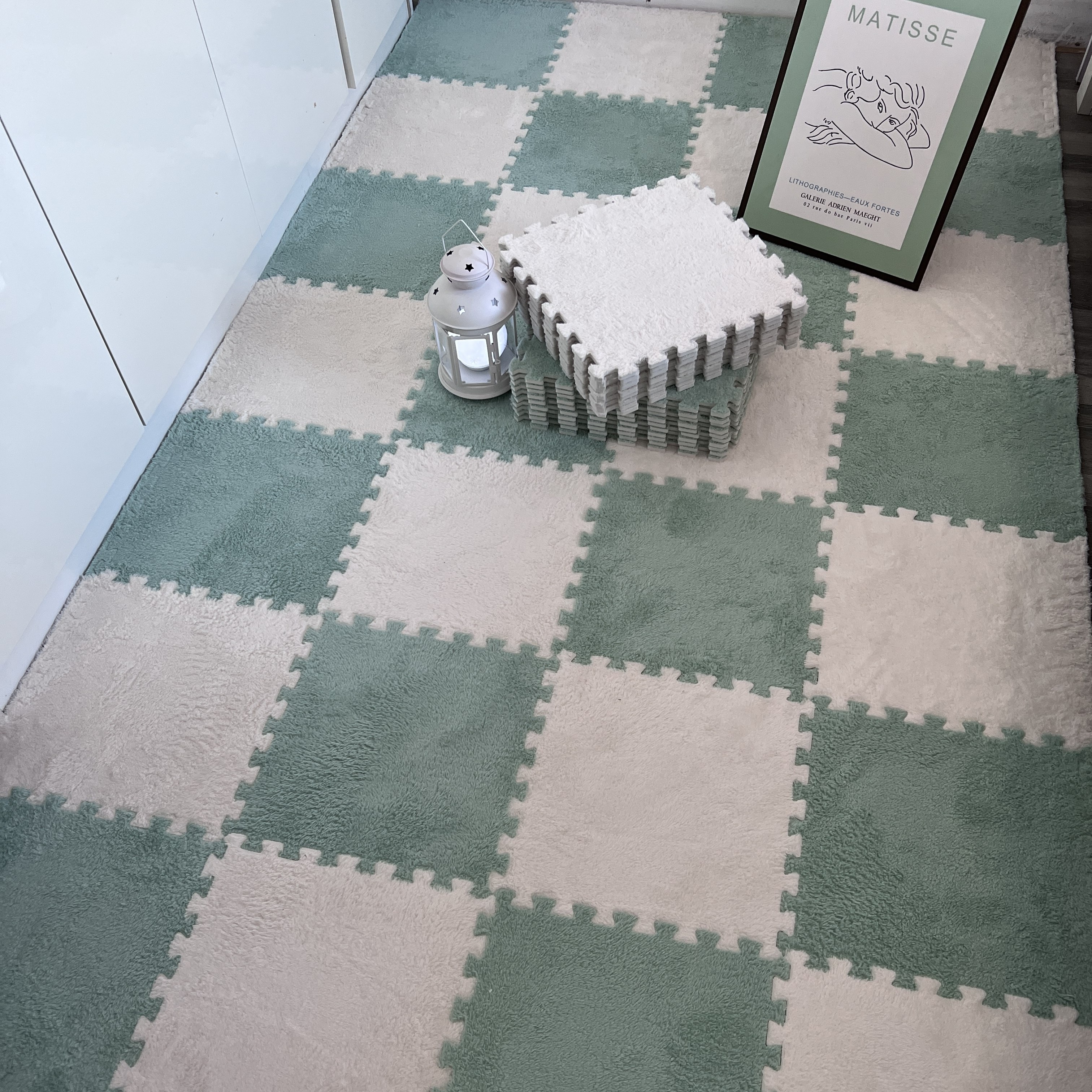 Square Interlocking Carpet Tiles, Plush Puzzle Foam Floor Mat, Puzzle Play  Mat Flooring Tiles, Climbing Area Rugs for Home Indoor