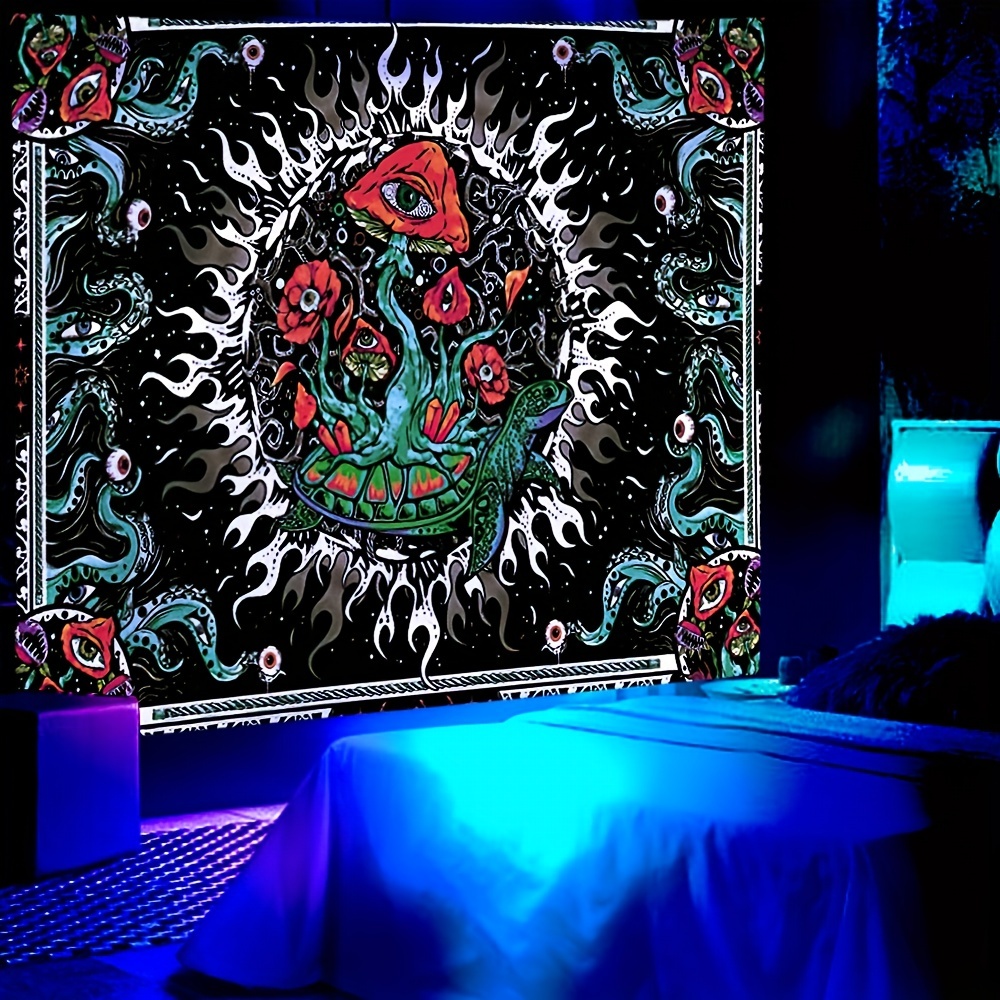 Fantasy Mushroom Polyester Fluorescent Horizontal Tapestry - Temu Australia