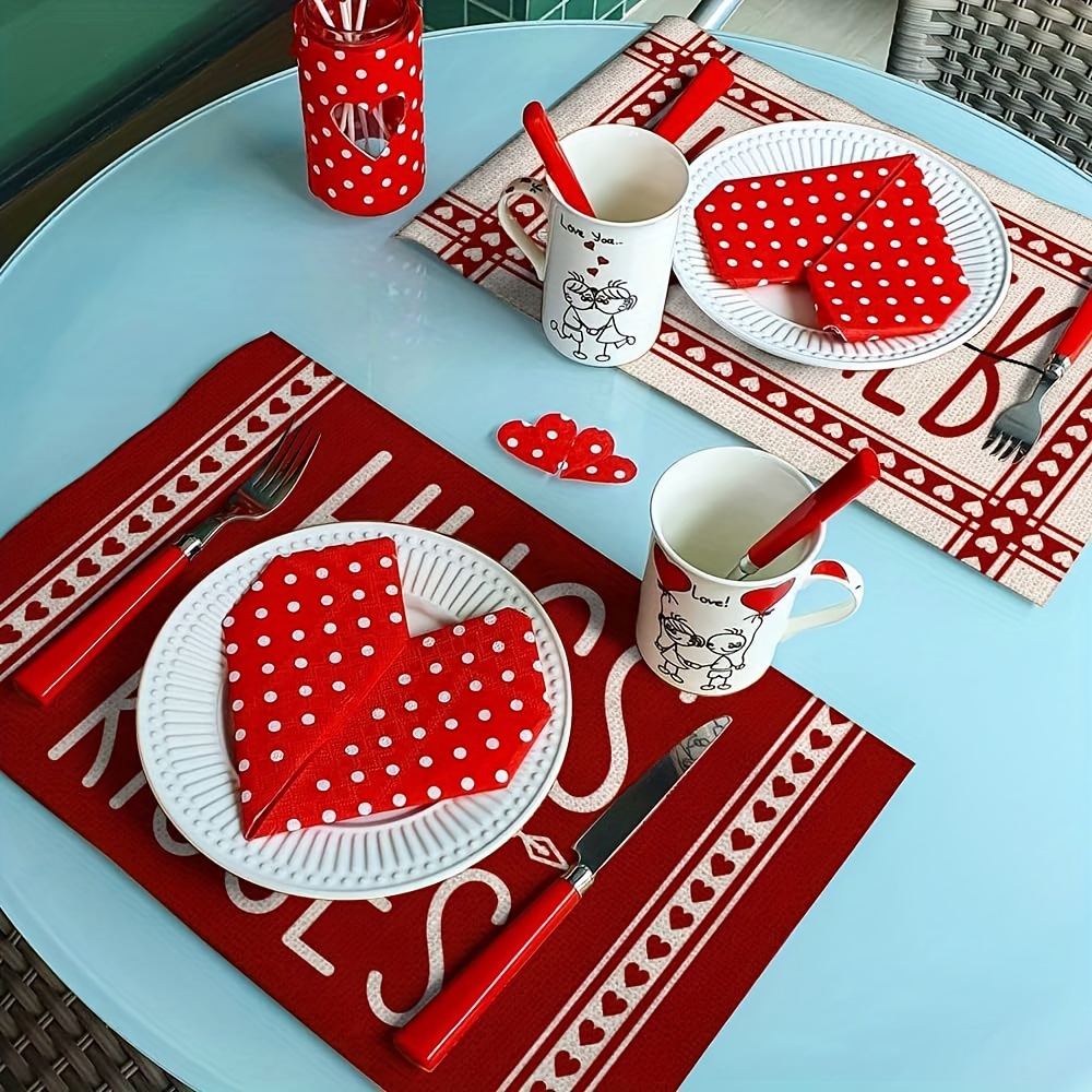 Table Runner/placemats Valentine's Day Table Runner Romantic - Temu