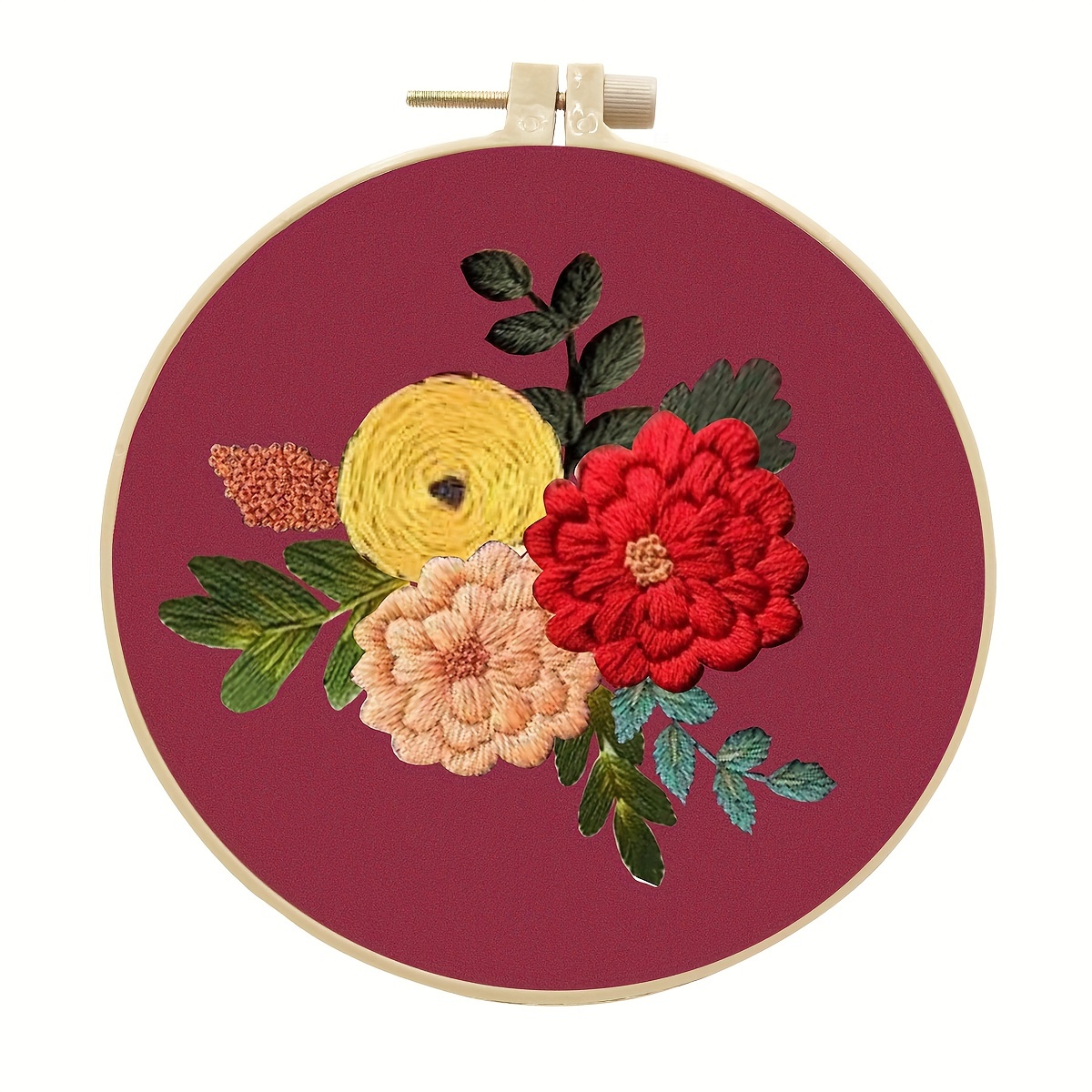 Color Floral Embroidery Kit Diy Starter Embroidery Set With - Temu