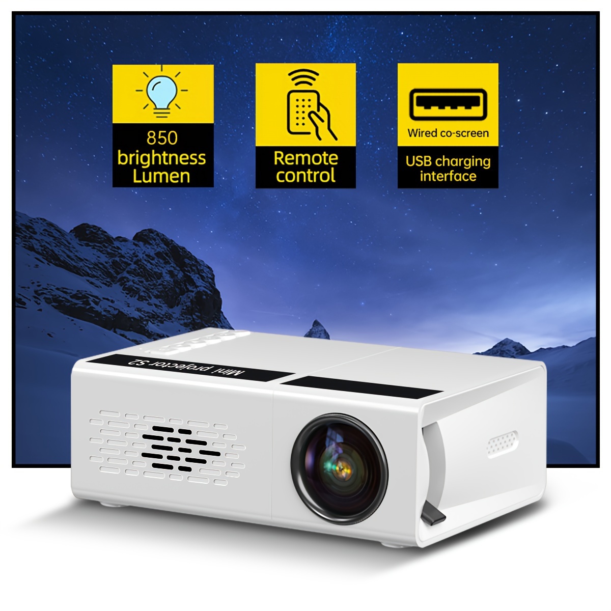 Fosa Mini proyector portátil 1080P LED proyector cine en casa cine en casa  proyectores de cine para interiores y exteriores, compatible con PC