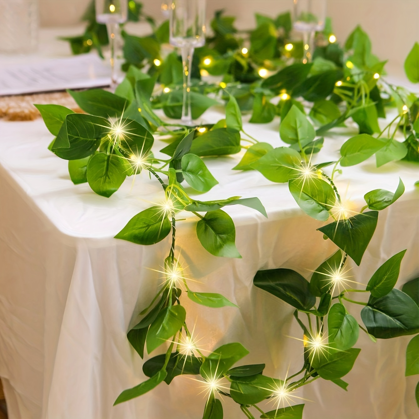 1pc Green Vine LED Light Decor for Home Party Events