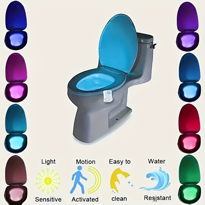PIR Motion Sensor Toilet Night Light 8 Colors Changing Toilet Bowl  Nightlight Bathroom Backlight Battery Power