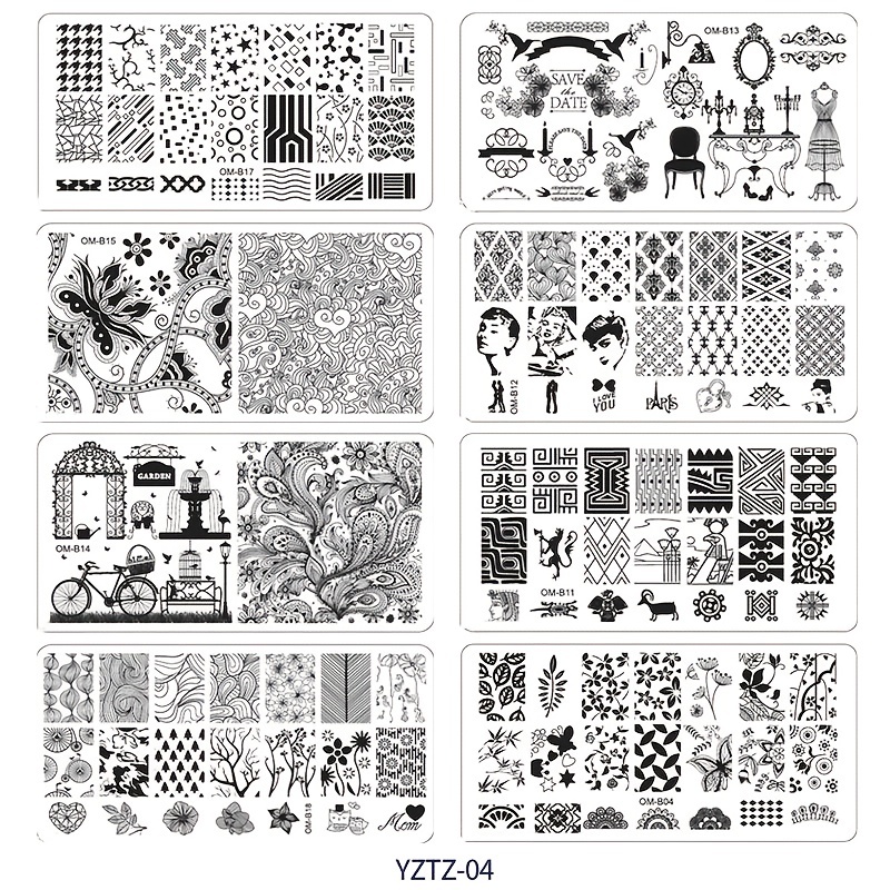Nail Stamping Plates Kit Stamper Leaves Flowers Animals Temu