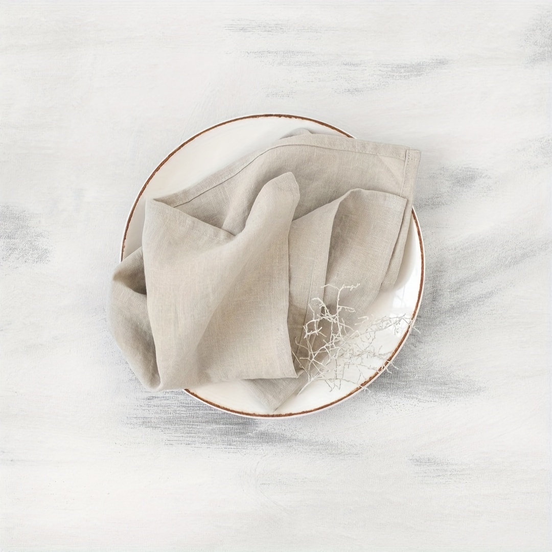 6pcs, Polyester Napkin, Solid Color Napkin Cloth, Natural Soft Cozy Washed  Crepe Cotton Dinner Napkins, For Western Restaurant And Hotel, Room Decor