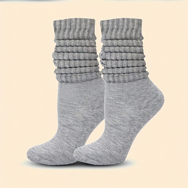TEMU 1 Paire/2 Paires/3 Paires de Chaussettes Femme Empilées, Chaussettes Longues Polyvalentes et Douces, pour un