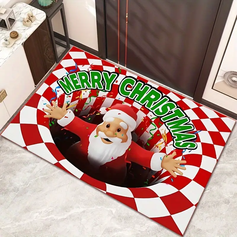Christmas 3d Illusion Santa Door Mat, Small Area Rug Decorations Indoor And  Outdoor Welcome Doormat Non-skid Xmas Carpet For Bedroom Bathroom, Bath Mat  Floor Stair Pathway Rug - Temu