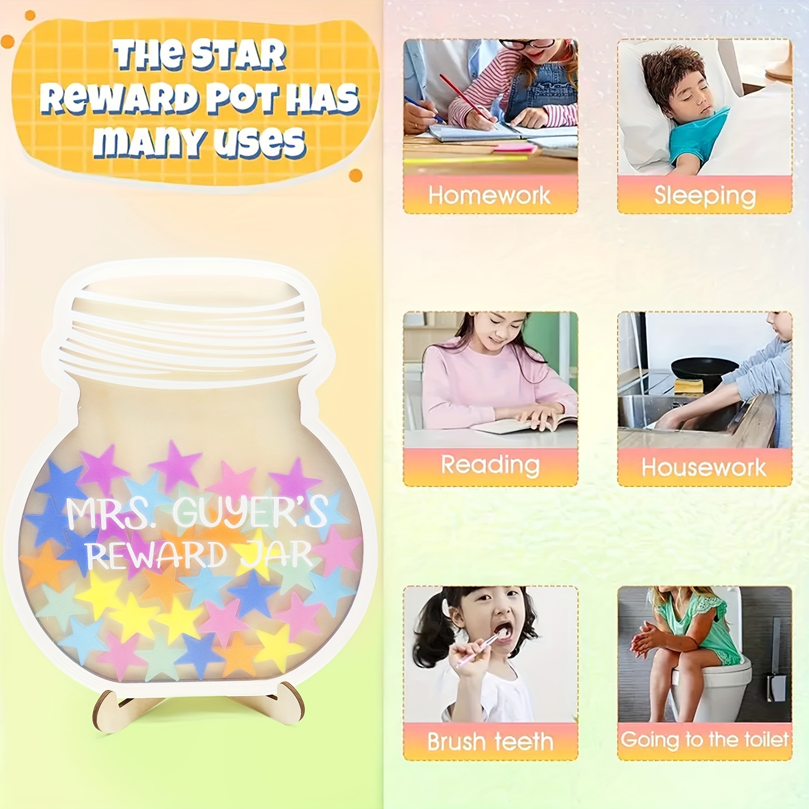 Ukuding récompense Star Jar, Kids Good Behavior Reward Jar, Star