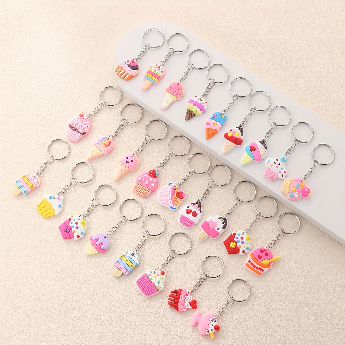 Pvc Ice Cream Keychain, Cute Cartoon Key Rings Party Favor Gift