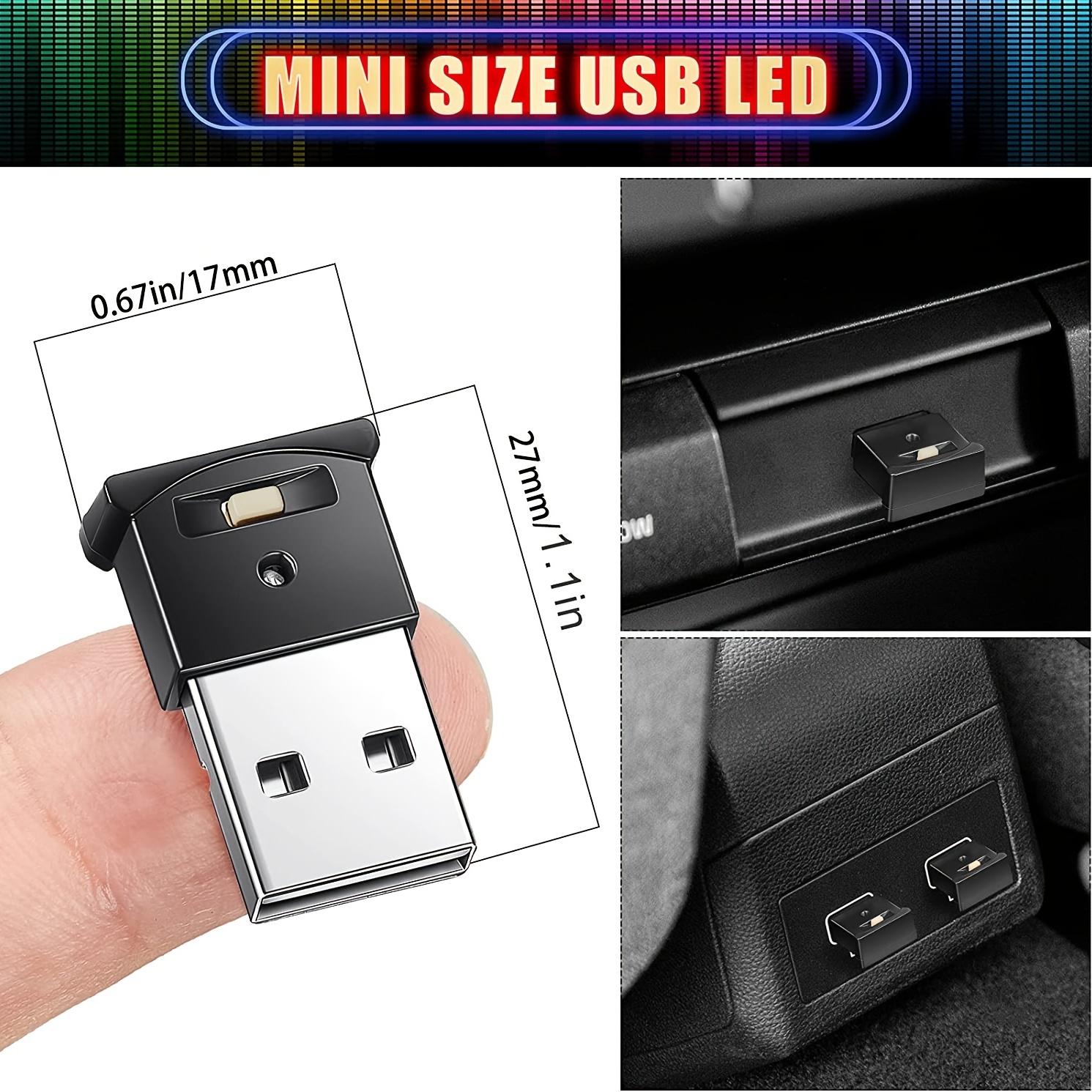 Mini USB LED Light, RGB Car LED Interior Lighting Direct Current 5V Smart  Atmosphere Light, Laptop Keyboard Light Home Office Decoration Night Lamp